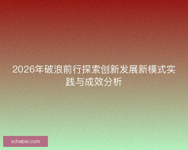 2026年破浪前行探索创新发展新模式实践与成效分析