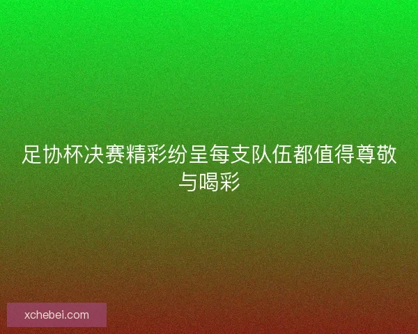 足协杯决赛精彩纷呈每支队伍都值得尊敬与喝彩