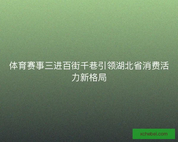 体育赛事三进百街千巷引领湖北省消费活力新格局