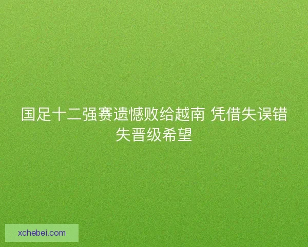国足十二强赛遗憾败给越南 凭借失误错失晋级希望